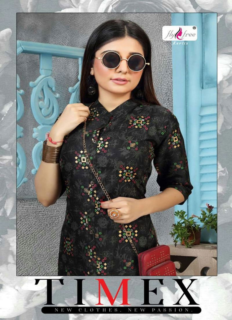 Fly Free Timex Latest Fancy Designer Casual Wear Rayon Printed Kurti Collection